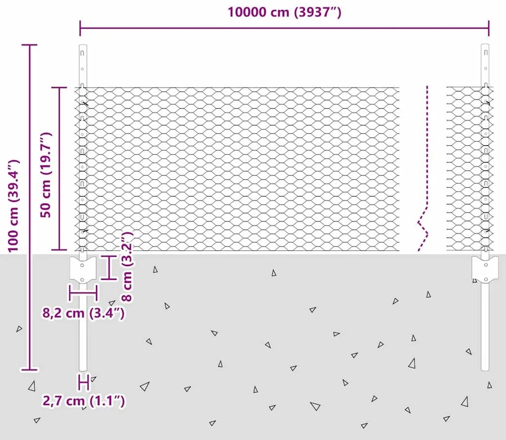 Postes de Cerca vidaXL 11 pcs U-Channel Cinza 60 cm Aço