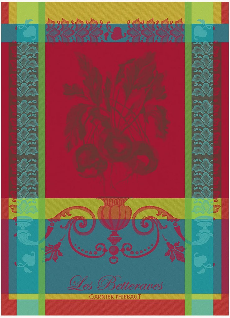 Panos de cozinha jacquard Les Betteraves Rouge, conjunto de 4