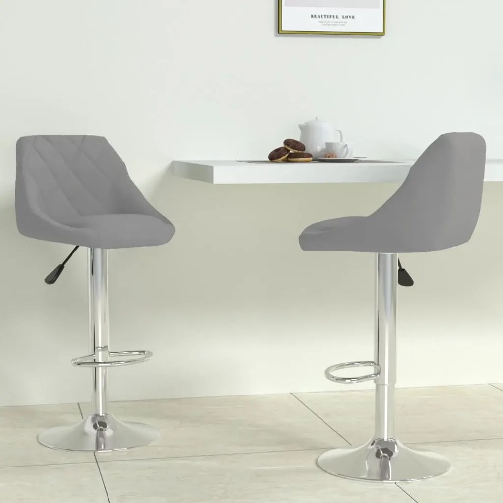 335305 vidaXL Bancos de bar 2 pcs veludo cinzento-claro