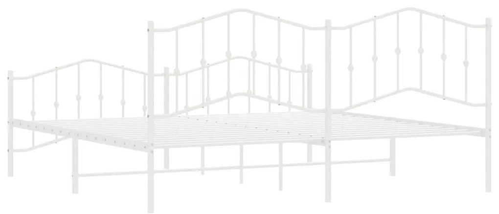 Estrutura de cama com cabeceira e pés 200x200 cm metal branco