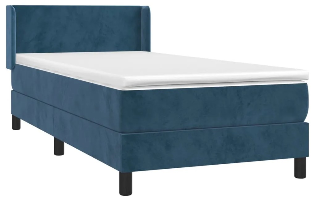 Cama com molas/colchão 80x200 cm veludo azul-escuro