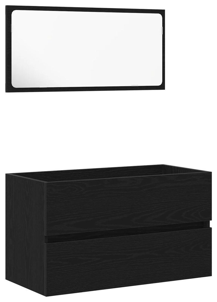 Conjunto de Móveis para Casa de Banho de 3 Peças Carvalho Preto Madeir