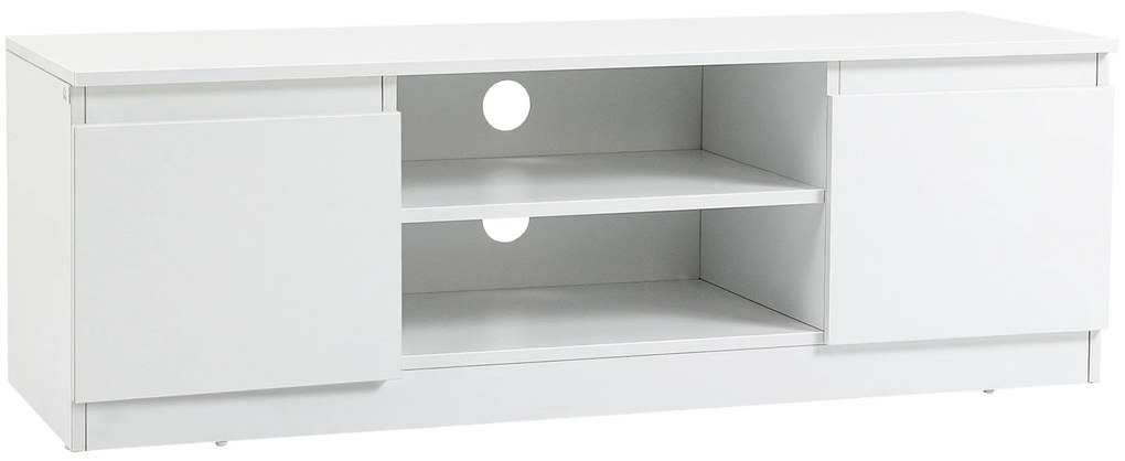 HOMCOM Mesa de TV de Sala com 2 Portas 2 Prateleiras Abertas Móvel para Televisores de 55 Polegadas 120x39,5x40 cm Branco