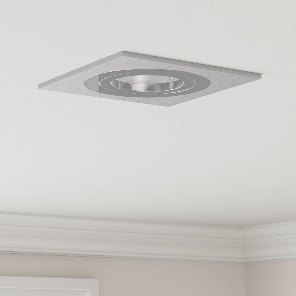 Spotlights embutidos 6 pcs Quadrado GU10 Prateado 91x91 mm