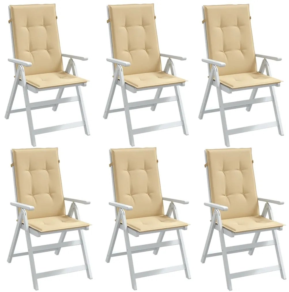 vidaXL Almofadões para cadeiras altas 6 pcs mesclado tecido bege