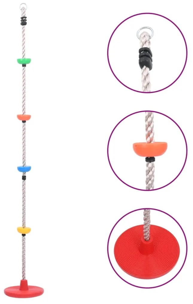 93152 vidaXL Corda de escalada/baloiço com plataformas e disco 200 cm