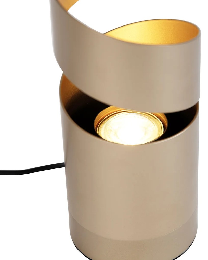 Moderne tafellamp taupe met goud - Stream Moderno