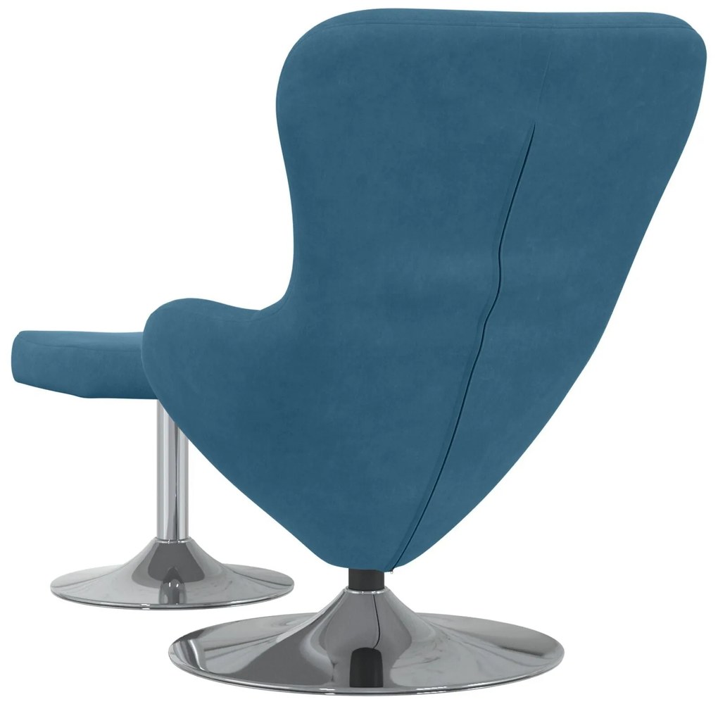 Poltrona Egg vidaXL com apoio para os pés em veludo azul