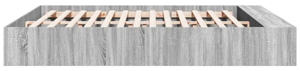 Estrutura de cama 200x200 cm derivados madeira cinzento sonoma