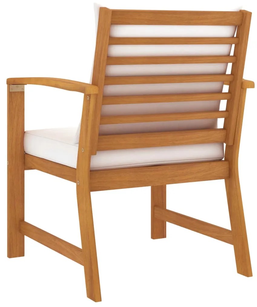 Cadeiras jardim 2 pcs c/ almofadões cor creme acácia maciça