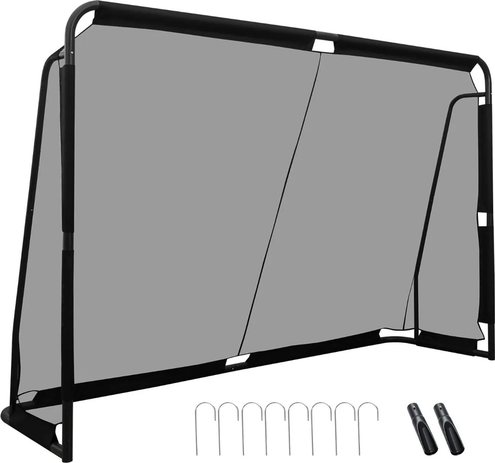 Baliza de futebol 300x200cm Rede PE impermeável Estrutura metálica 8 estacas para treino futebol Preto