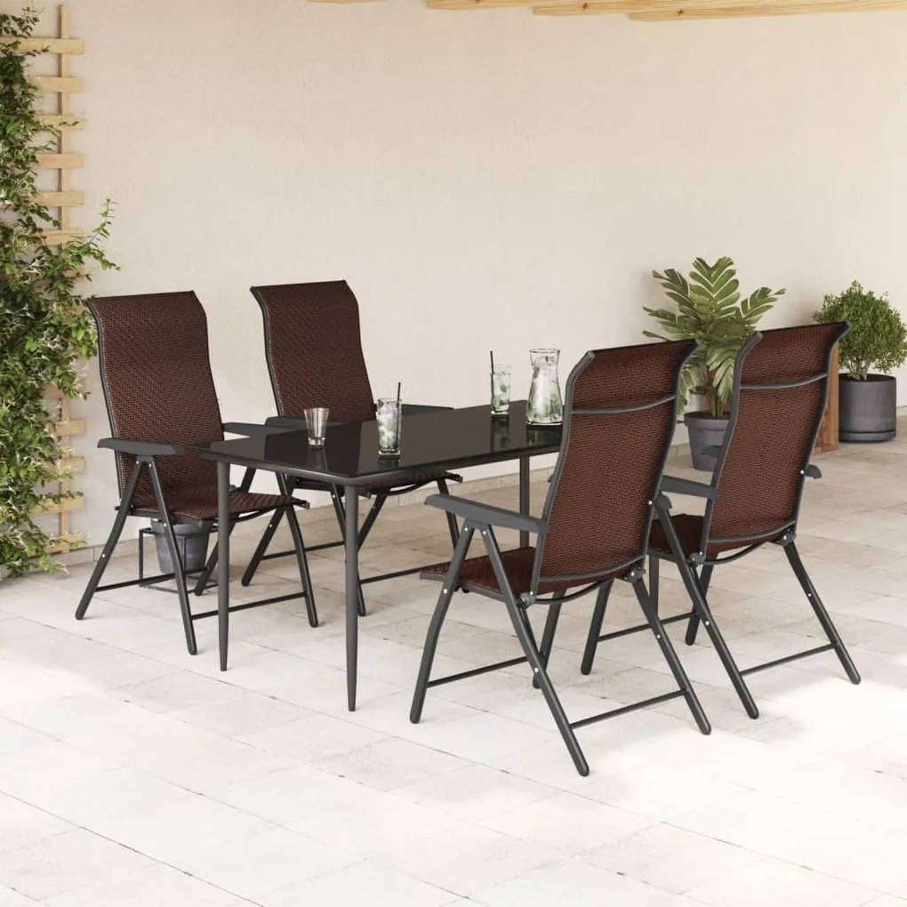 Cadeiras de jardim dobráveis 4 pcs vime PE castanho