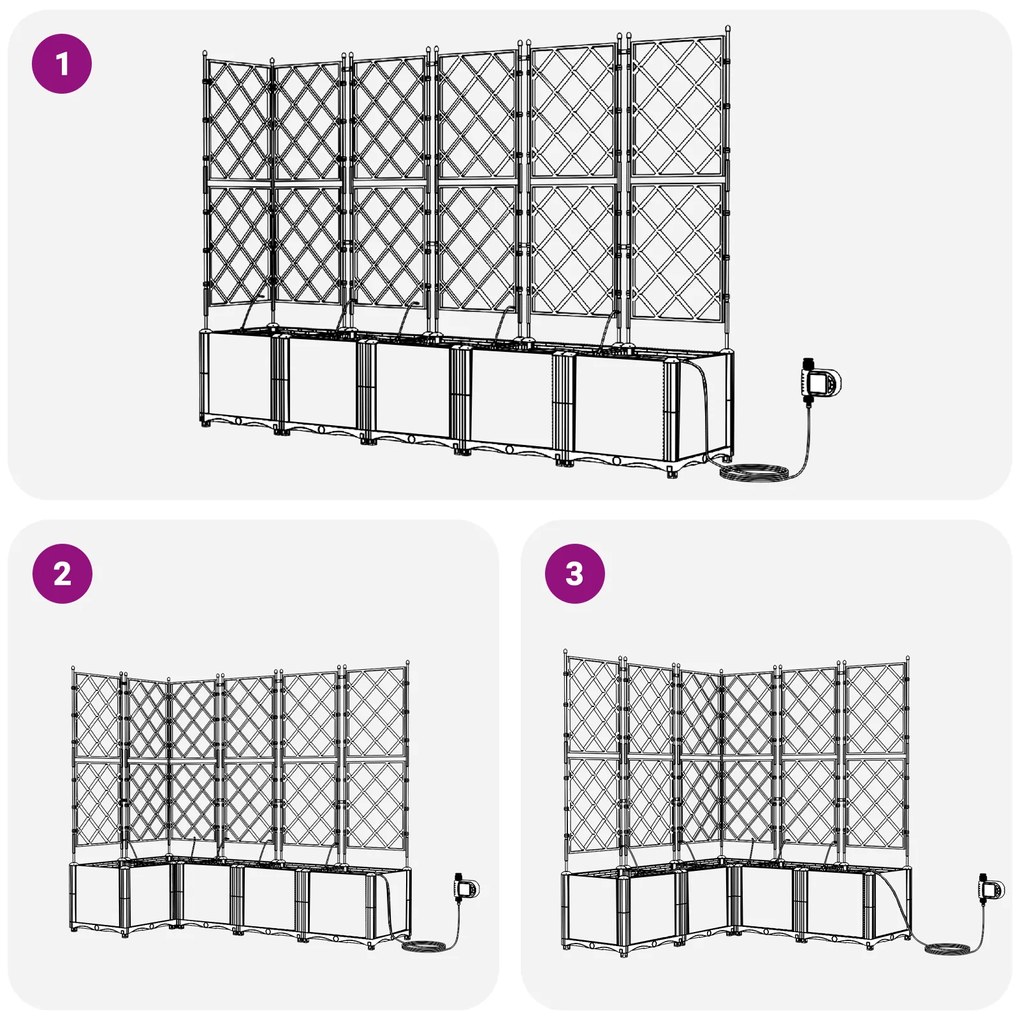 Jardineiras com Sistema de Irrigação em Água 5 pcs Cinza