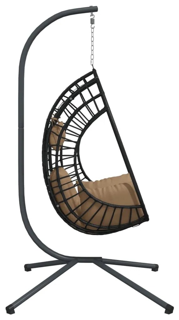 Cadeira em forma de ovo suspensa c/ suporte vime/aço antracite