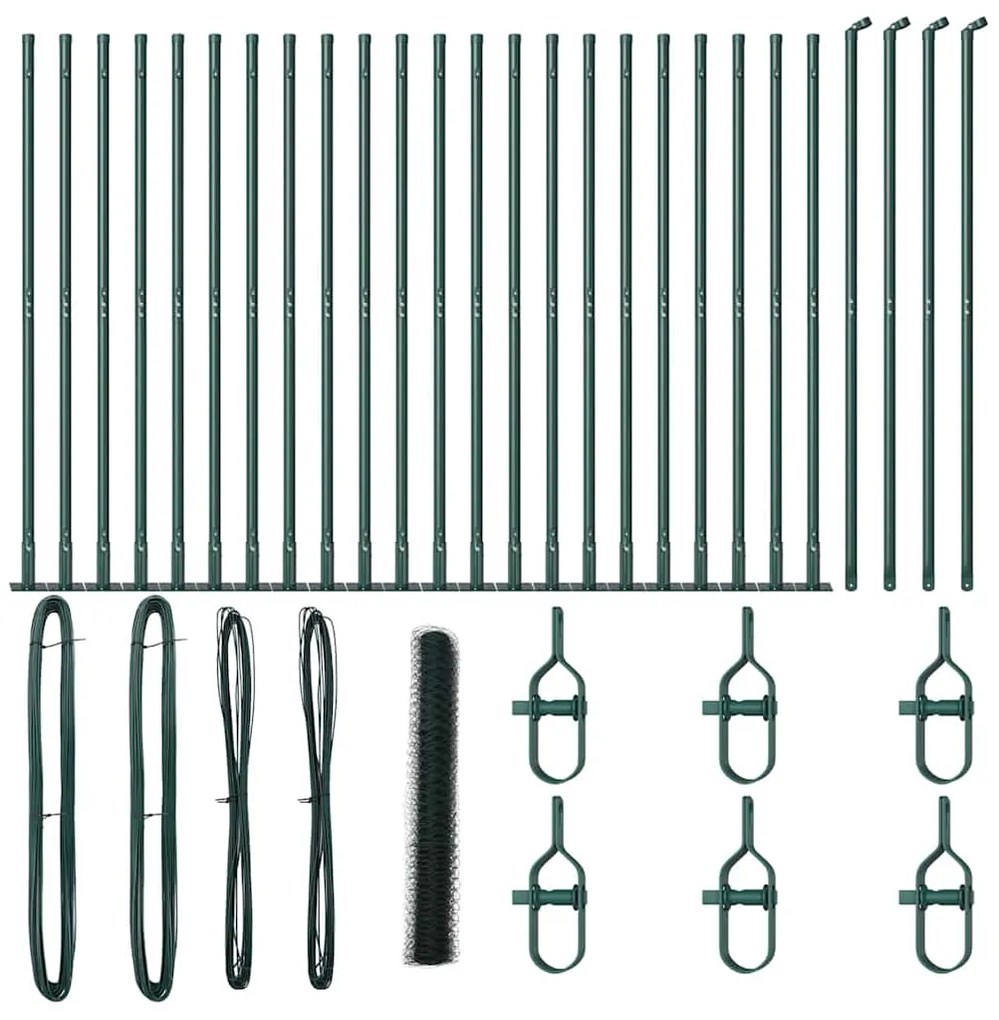 Cerca Hexagonal vidaXL Verde 1,2x50 m Aço