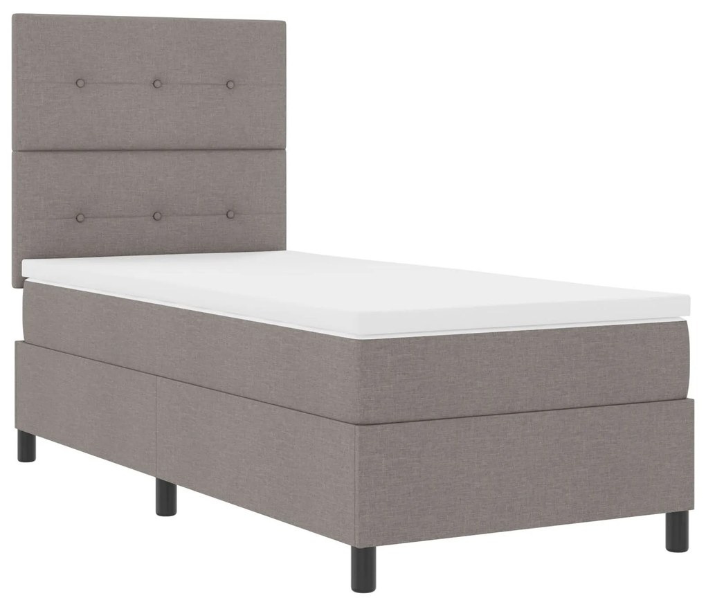 Cama Box Spring com Colchão Taupe Solteiro Tecido