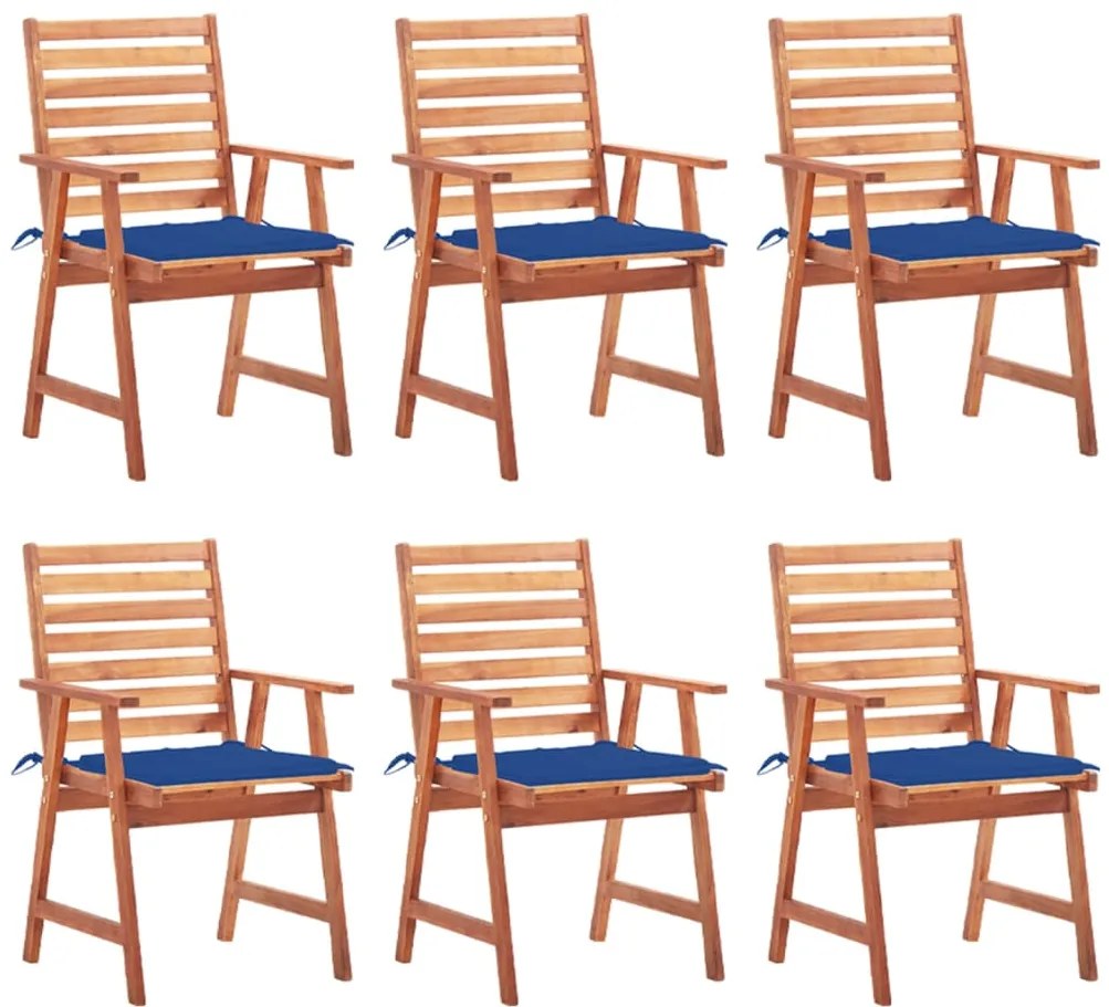 Cadeiras de jantar p/ jardim 6 pcs c/ almofadões acácia maciça