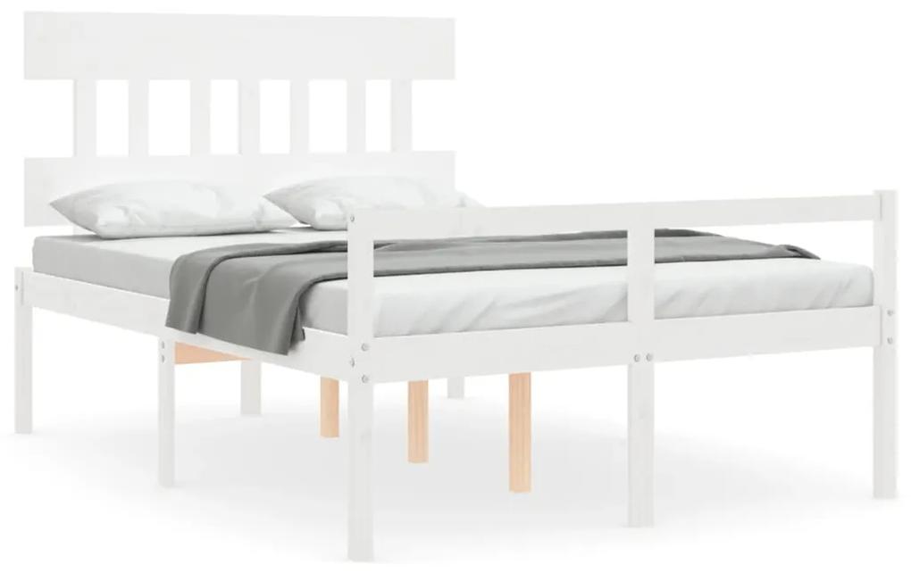 Estrutura de cama com cabeceira 140x190cm madeira maciça branco