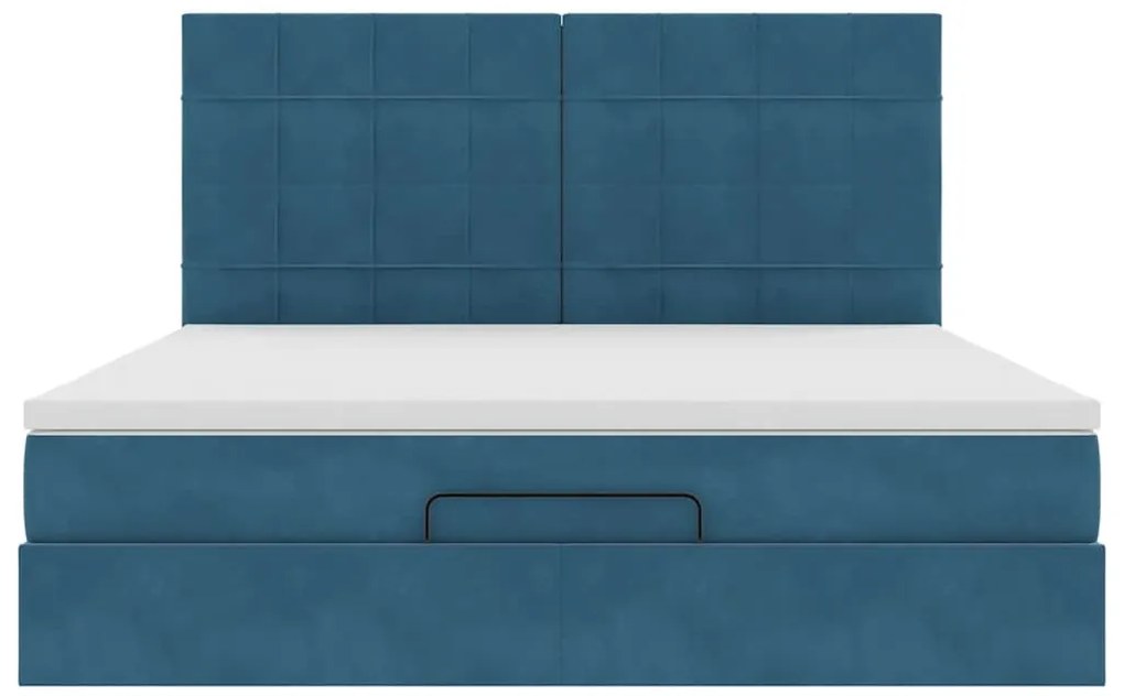Estrutura cama otomana colchões 180x200 cm veludo azul escuro