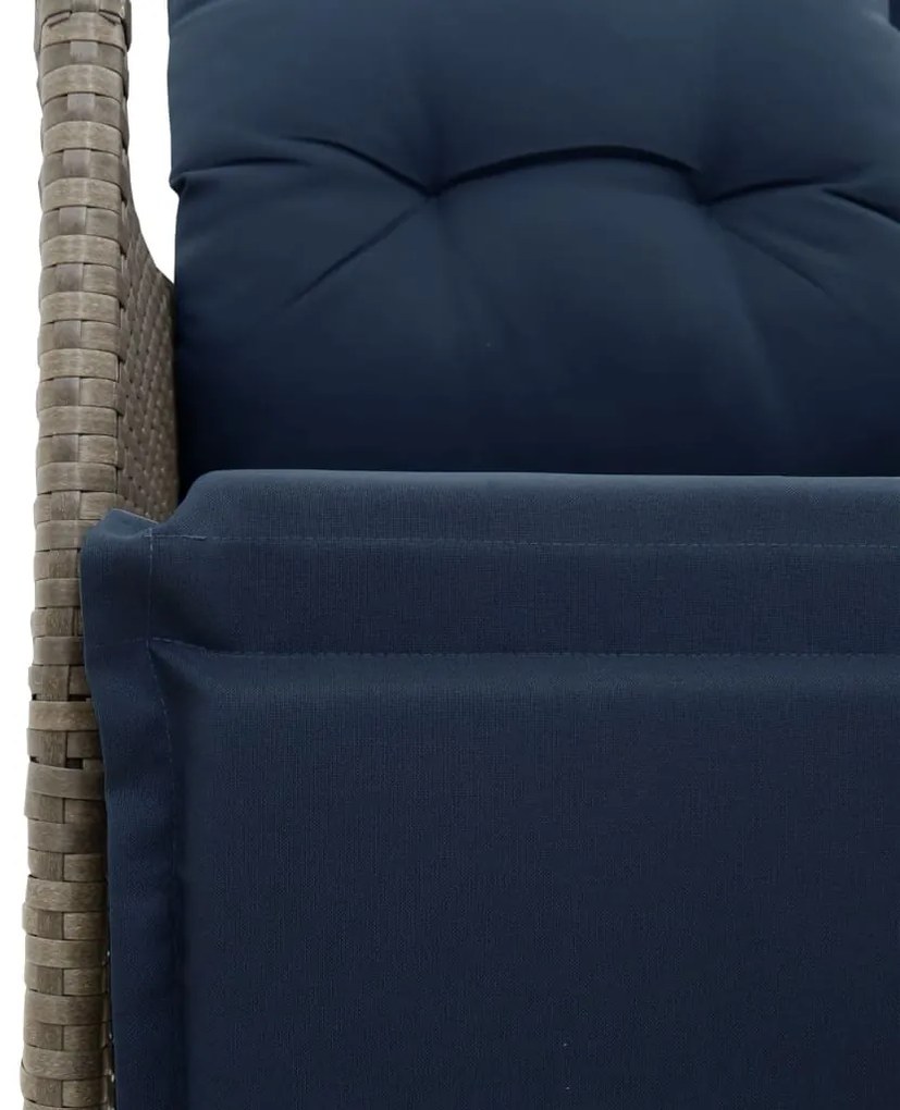Conjunto Bistro de 3 peças com almofadas em rattan sintético cinza