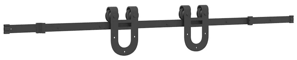 Kit de ferragens para porta deslizante 183 cm aço preto