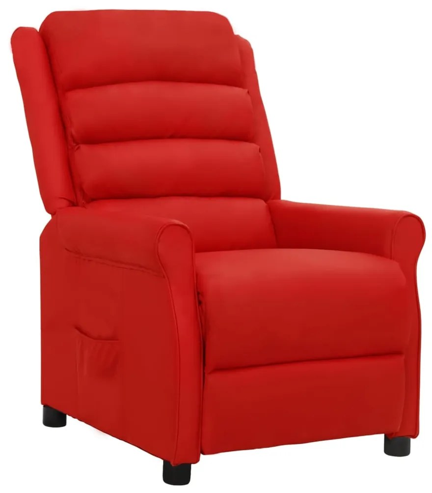 vidaXL Poltrona reclinável couro artificial vermelho tinto