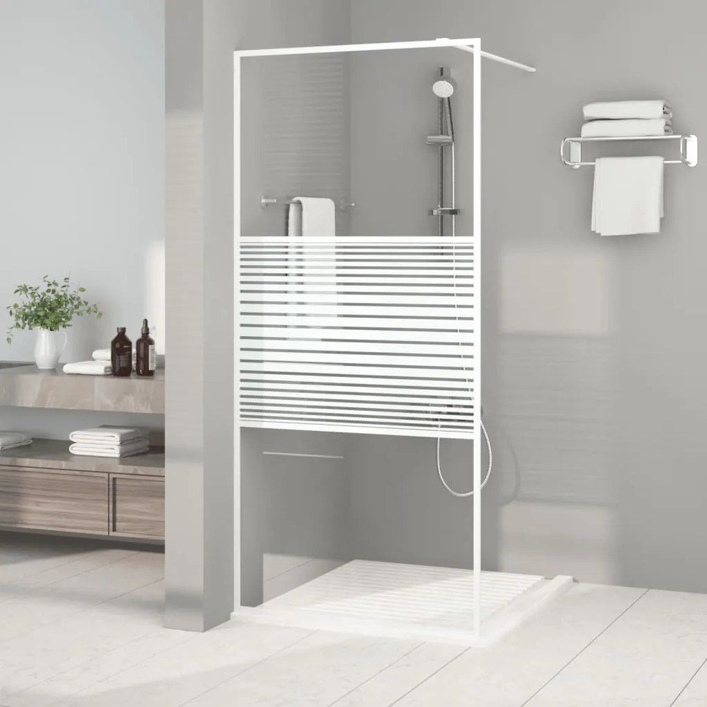 152151 vidaXL Divisória de chuveiro vidro transparente ESG 90x195 cm branco