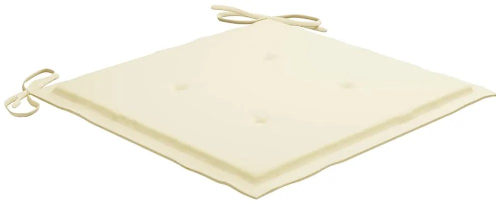 Cadeiras de jardim c/ almofadões creme 6 pcs teca maciça