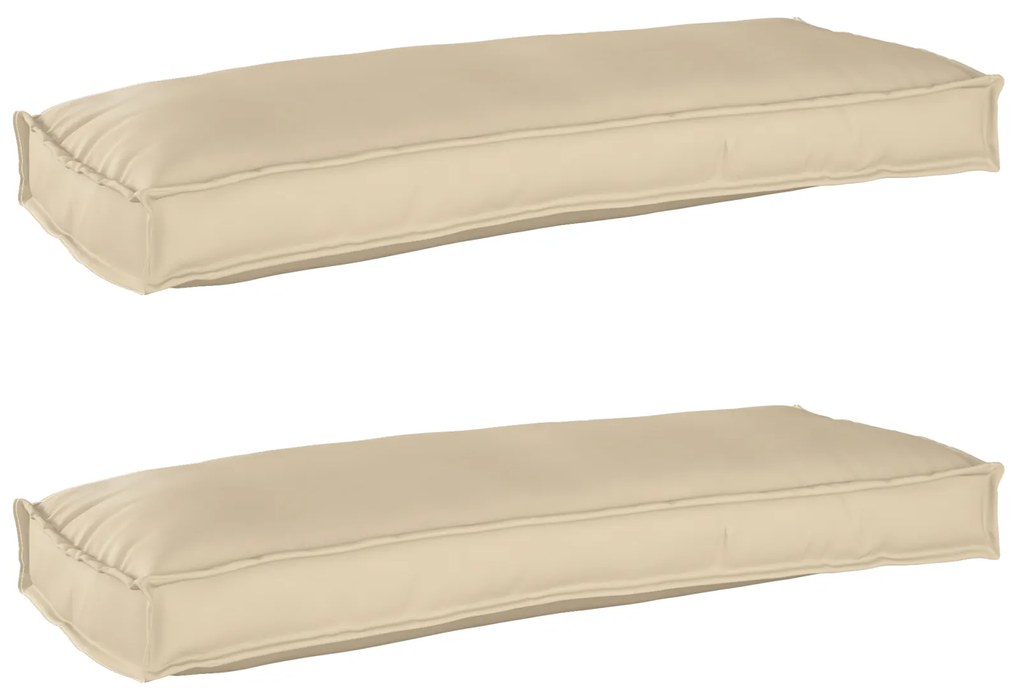 vidaXL Almofadas de Palete para Banco 2 pcs Bege 100x40x8 cm Tecido Oxford