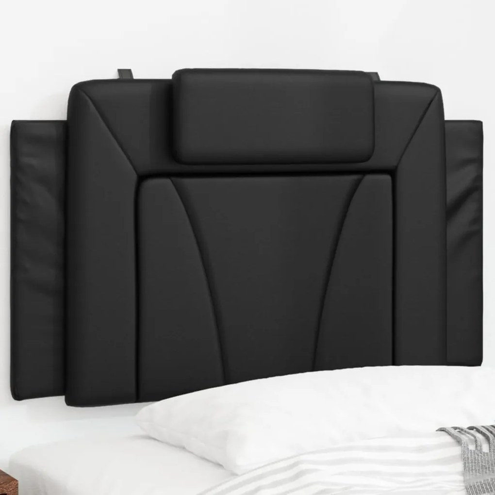 vidaXL Almofadão de cabeceira 90 cm couro artificial preto