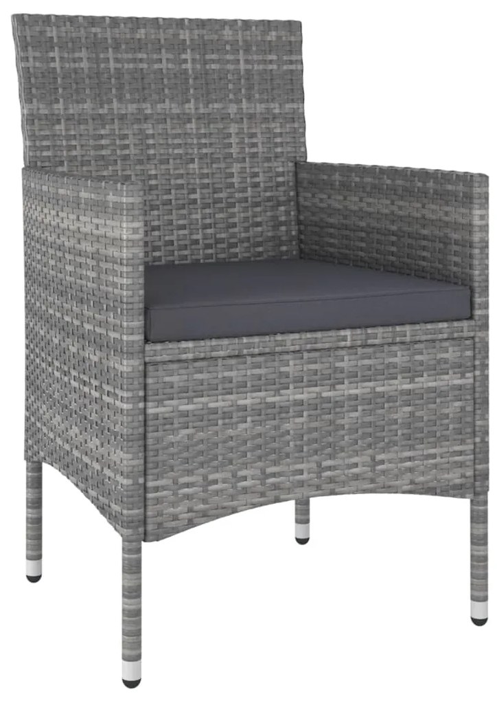 5 pcs conjunto lounge para jardim vime PE cinzento