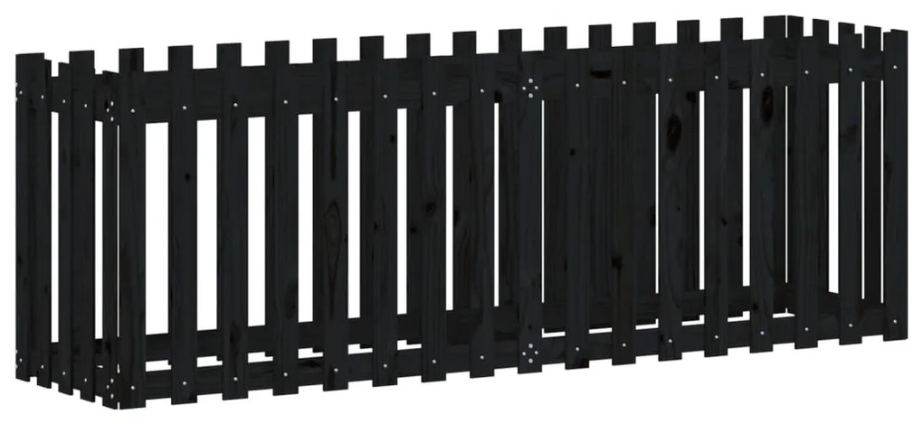 Canteiro elevado c/ design cerca 200x50x70cm pinho maciço preto