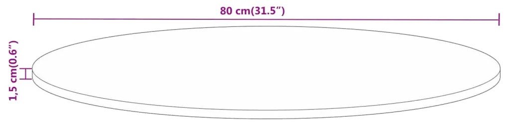 Tampo de mesa redondo Ø80x1,5cm madeira mangueira áspera maciça