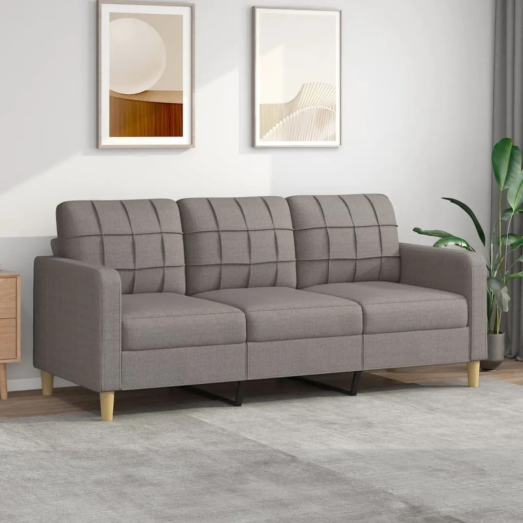 359106 vidaXL Sofá de 3 lugares tecido 180 cm cinzento-acastanhado