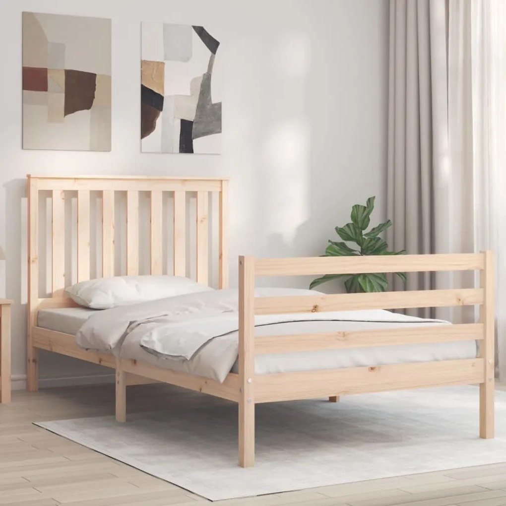 3194236 vidaXL Estrutura de cama com cabeceira 100x200 cm madeira maciça