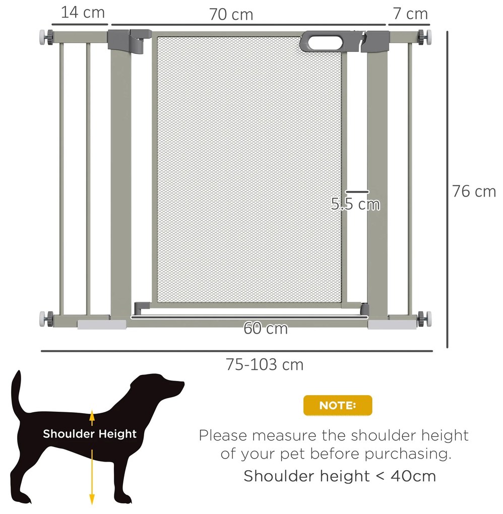 PawHut Barreira de Segurança para Cães Extensível 75-103 cm Barreira p