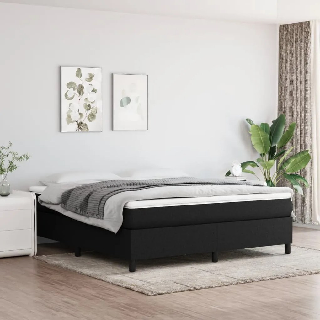 Estrutura de cama sem colchão 160x200 cm tecido preto