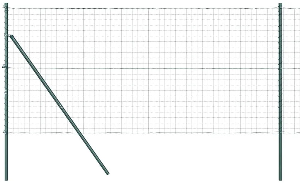 Cerca Euro com 7 postes, 1.4x10m, aço galvanizado verde