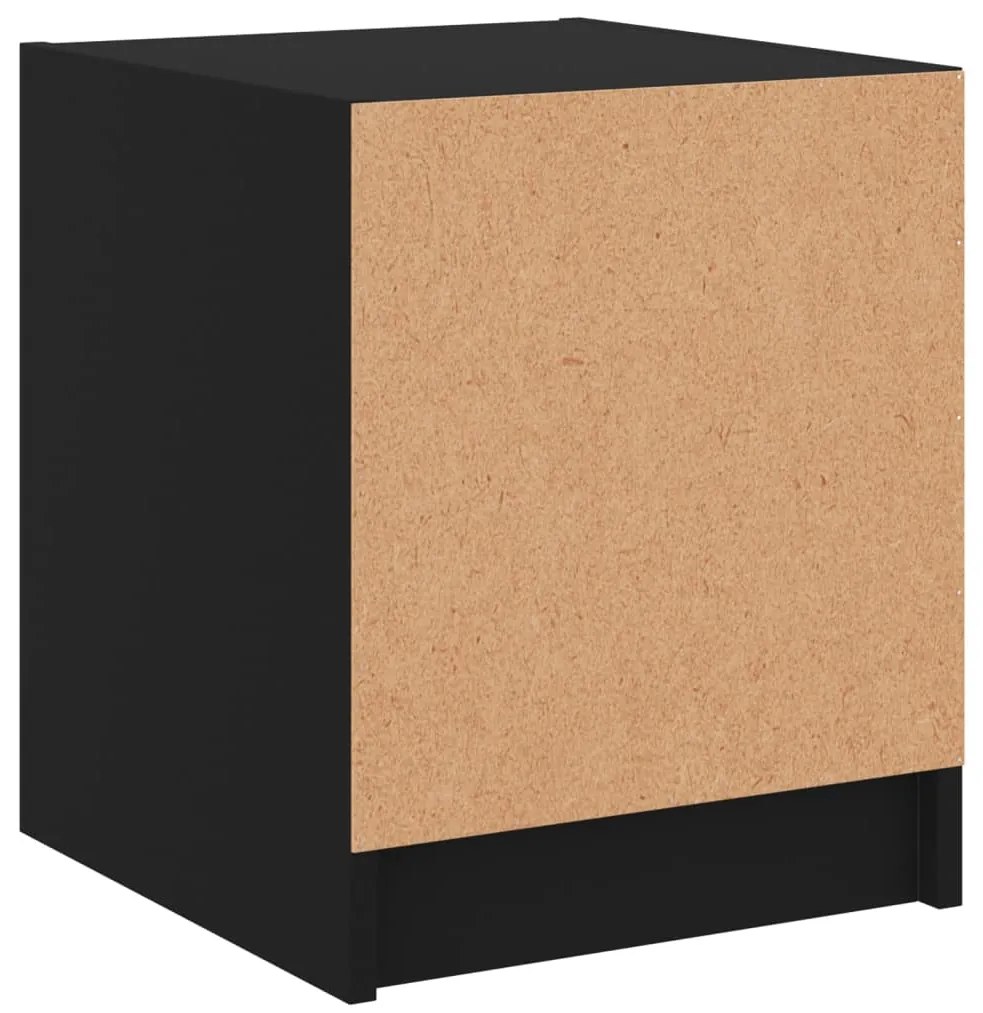 Mesas de cabeceira c/ portas de vidro 2 pcs 35x37x42 cm preto