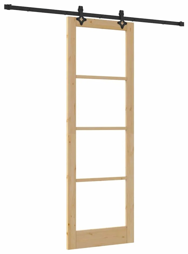 Porta Deslizante com Conjunto de Ferragens 78x232 cm Madeira Sólida de