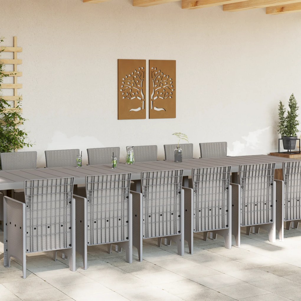 Conjunto de Jantar Jardim VidaXL 15 Peças com Almofadas Cinza Claro Ra