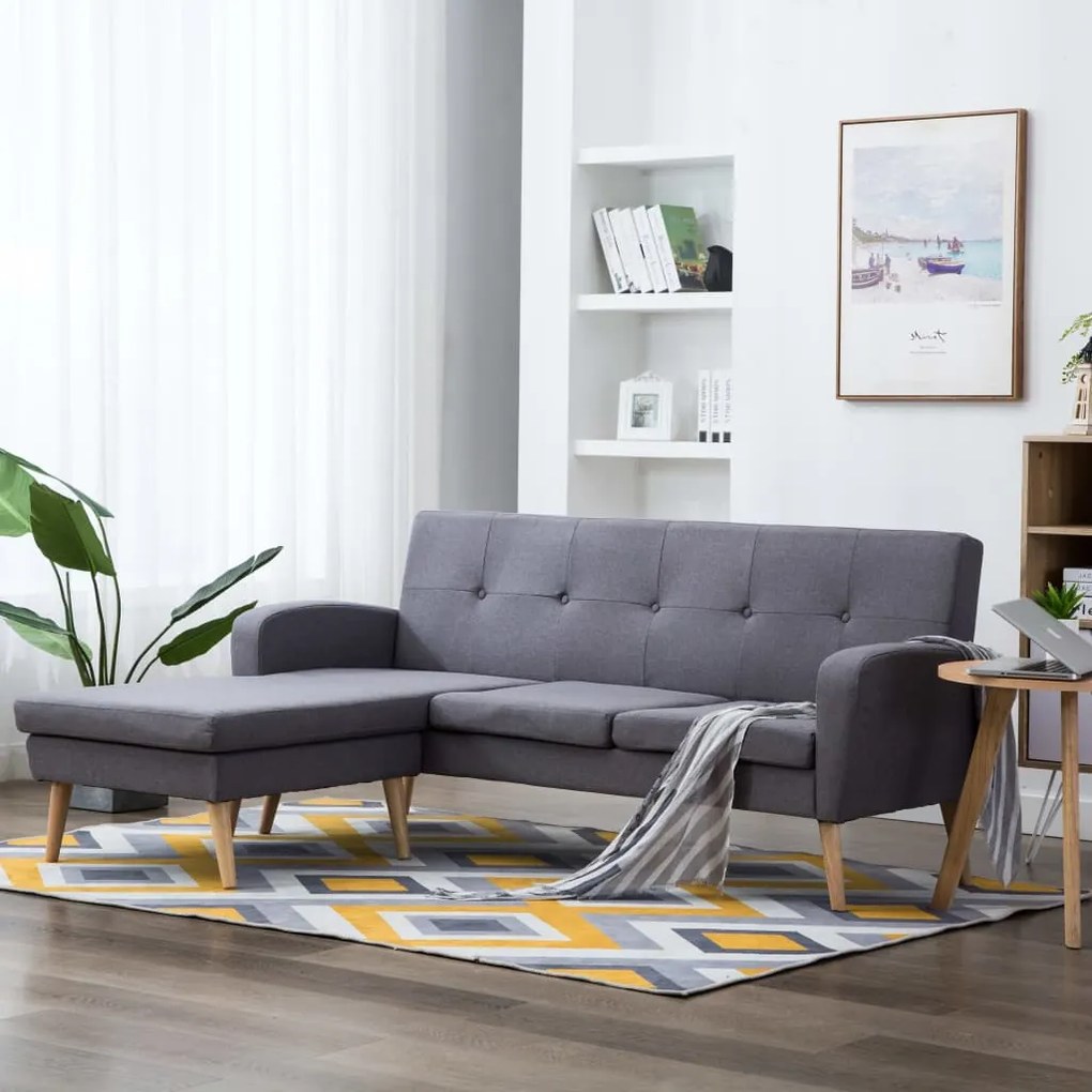 vidaXL Sofá em tecido c/ forma de L 186x136x79 cm cinzento claro