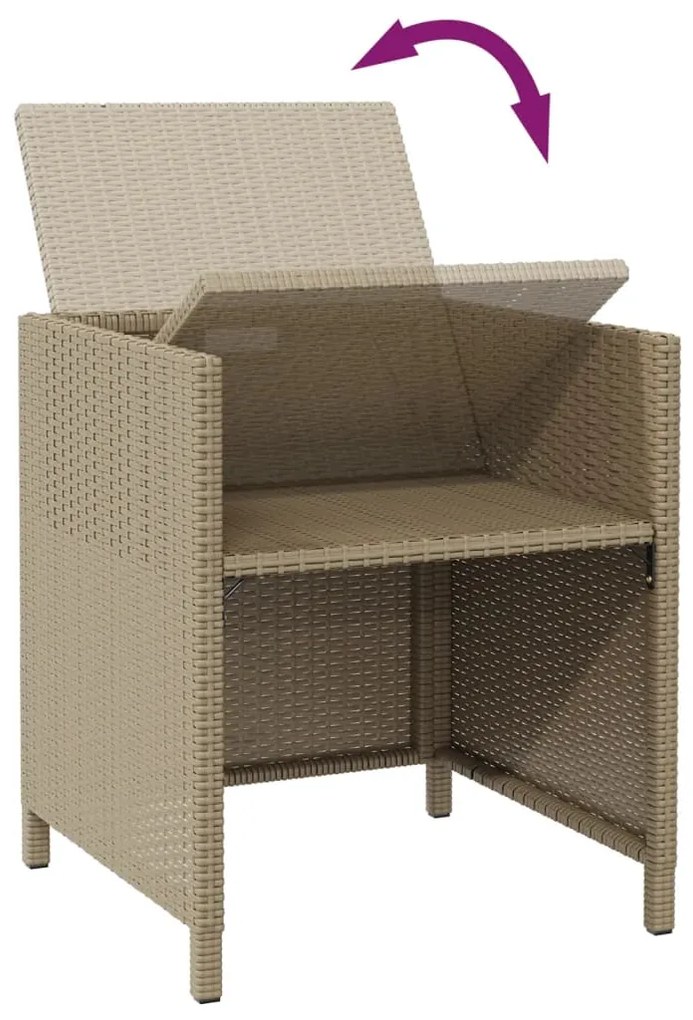 Cadeiras de jardim com bancos 2 pcs vime PE bege