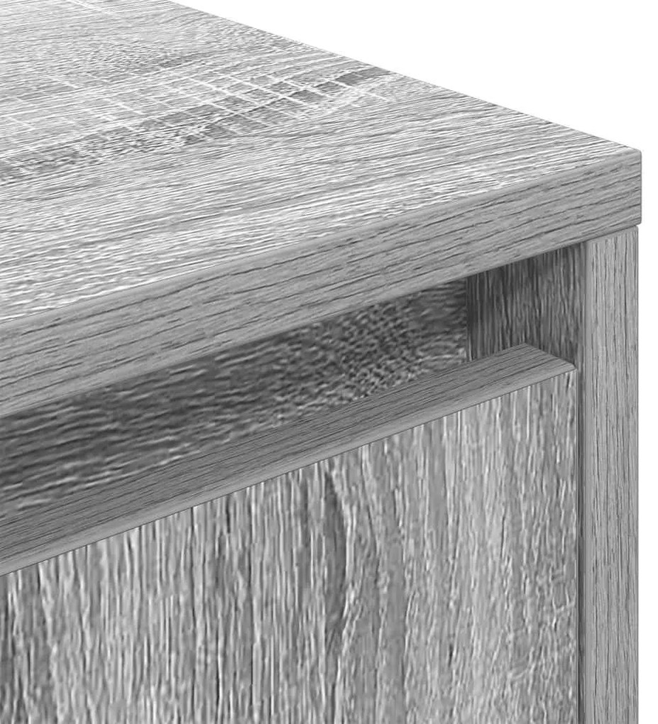 Mesa de cabeceira com luzes LED 38x34x50 cm cinzento-sonoma