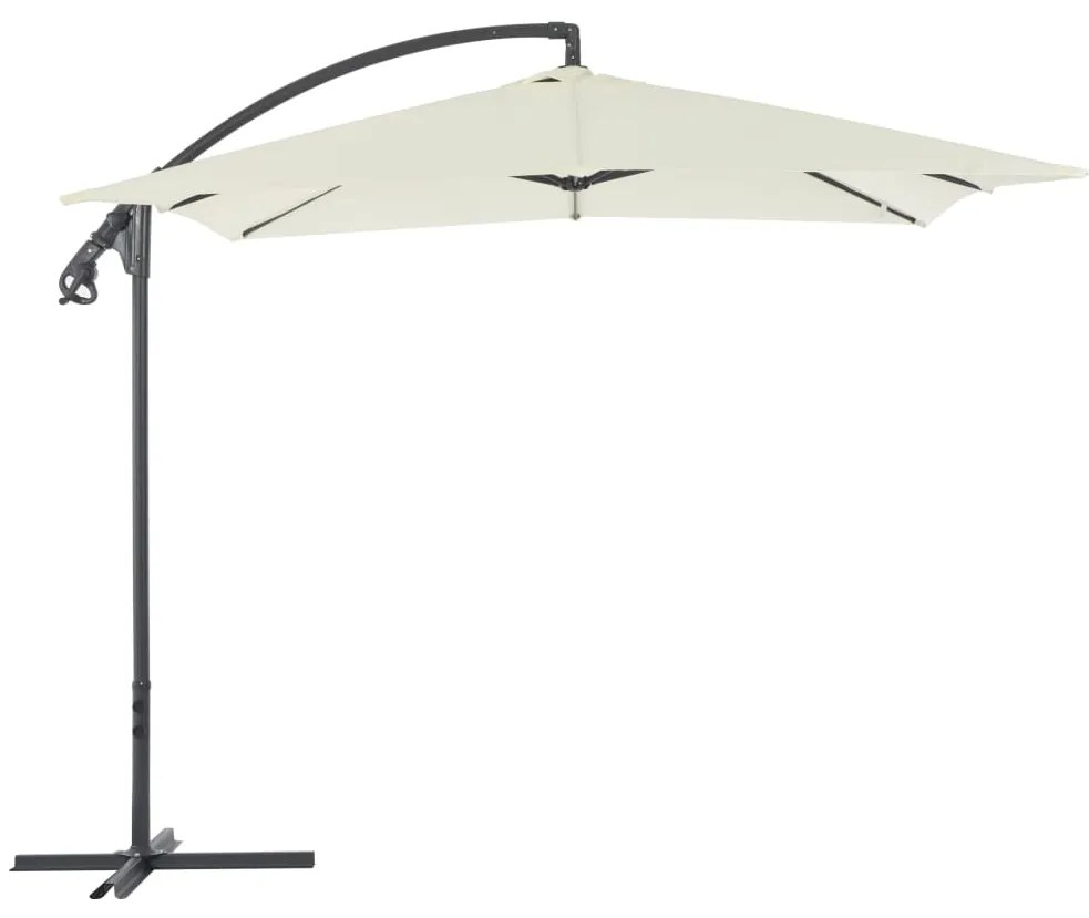 vidaXL Guarda-sol cantilever com poste de aço 250x250 cm cor areia