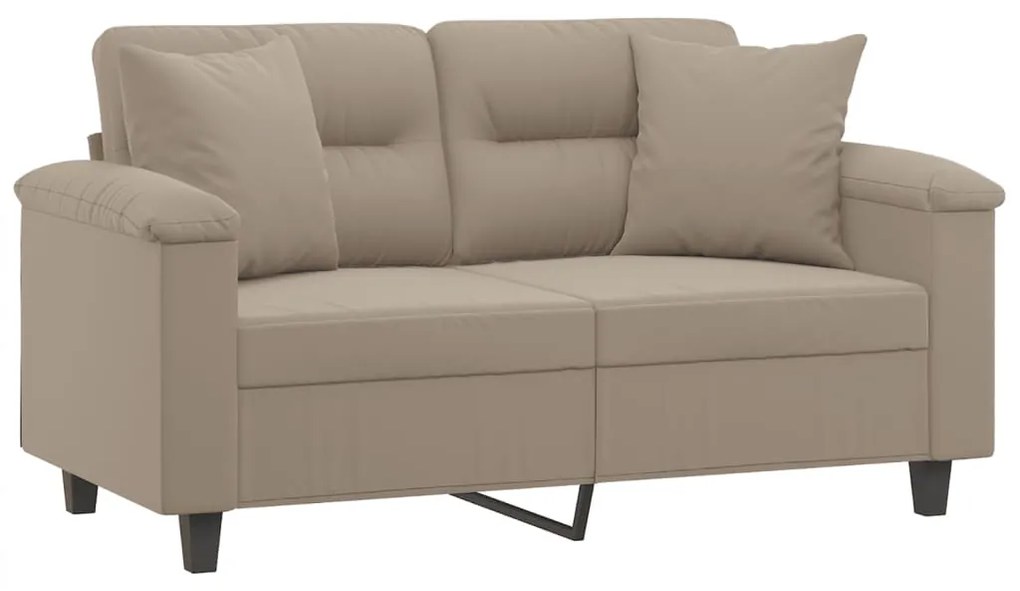 Sofá 2 lugares c/ almofadas 120 cm microfibra cinza-acastanhado