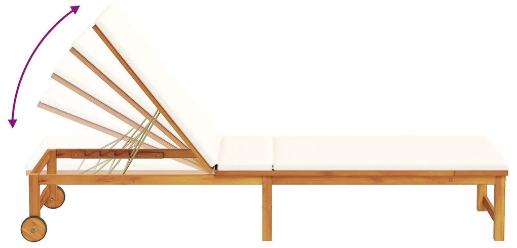 Espreguiçadeiras vidaXL 2 pcs com mesa e almofadas de madeira maciça d