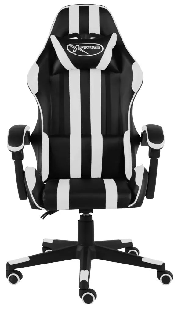 Cadeira estilo corrida couro artificial preto e branco