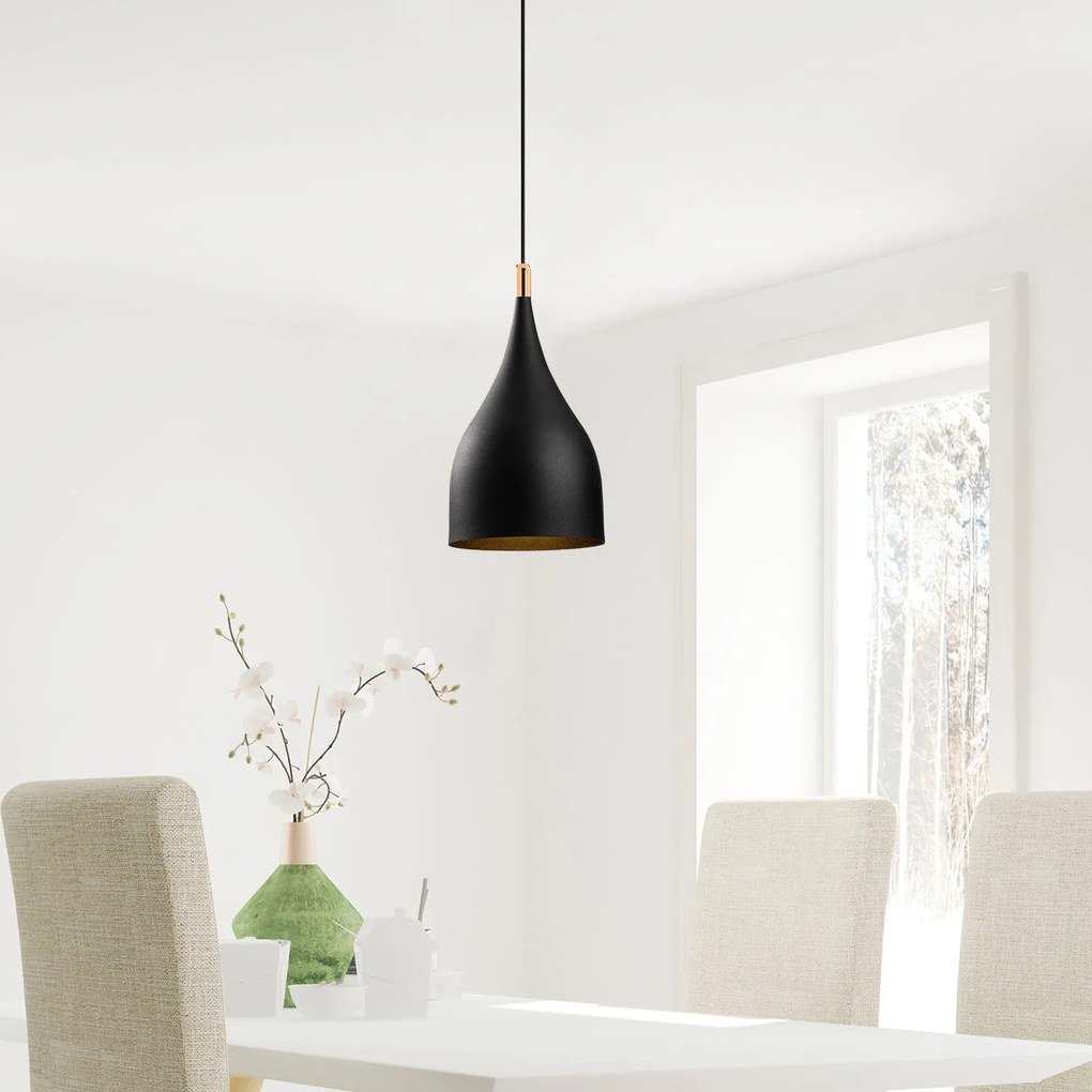 Chandelier Saglam – Preto e Dourado – 25 cm x 137 cm