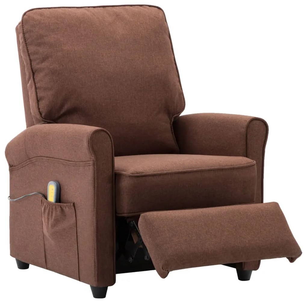 Poltrona de massagens reclinável tecido castanho